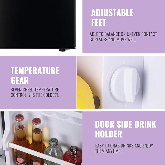 2.4 Cu.Ft Small Refrigerator with Freezer Mini Fridge Removable Plastic Shelves Ideal for Apartment,Dormitory Black