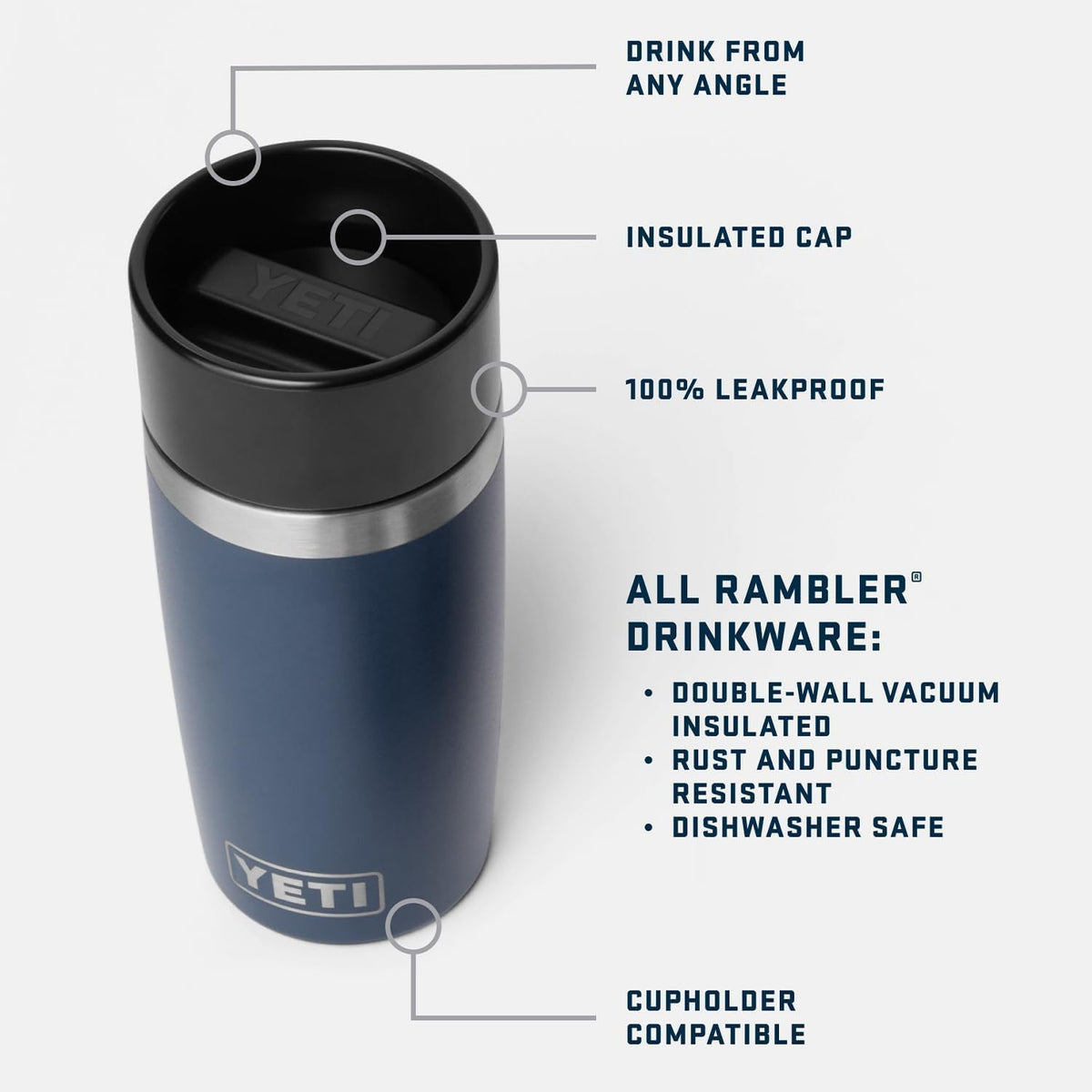 YETI Rambler 12 oz Travel Bottle - Stainless Steel, Vacuum Insulated, Leakproof Commuter Cap | Blue Camo