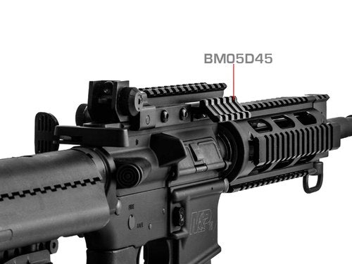 Lion Gears BridgeMount® Low Profile Tactical Picatinny/Weaver 45 Degree Pro Mount, 2.16" Long with 5 Slots, BM05D45