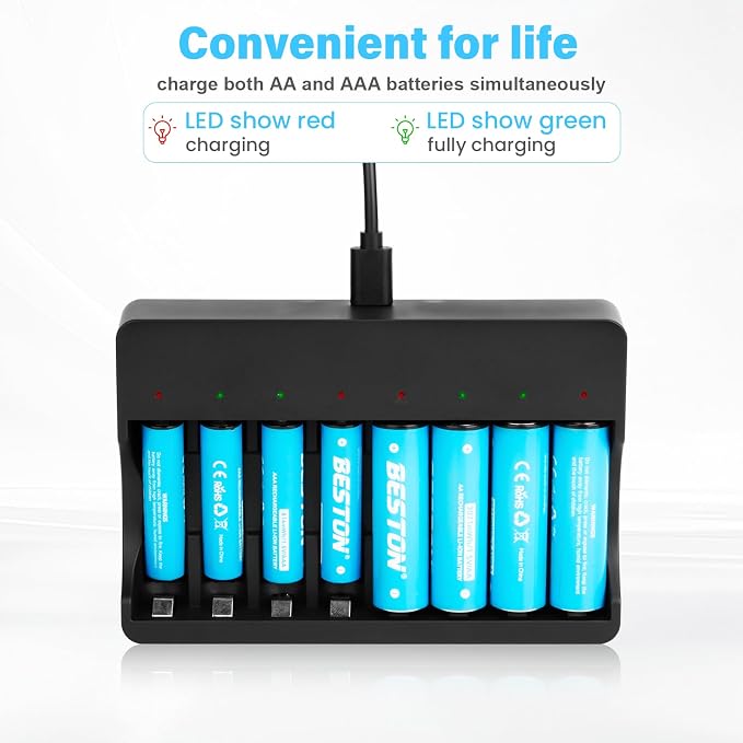 BESTON Rechargeable Lithium AA Batteries