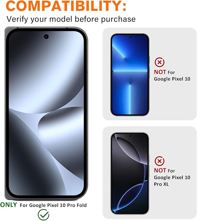 3 Pack for Google Pixel 10 Pro Fold Camera Lens Protector, Tempered Glass 9