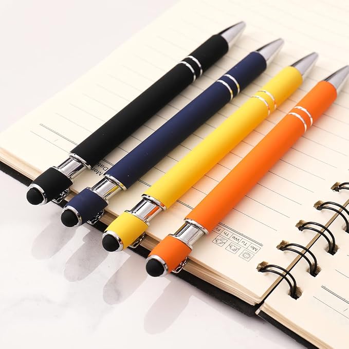 Oddmoal Ballpoint Pen with Stylus Tip, Soft Touch Click Metal Pen, 1.0mm Medium