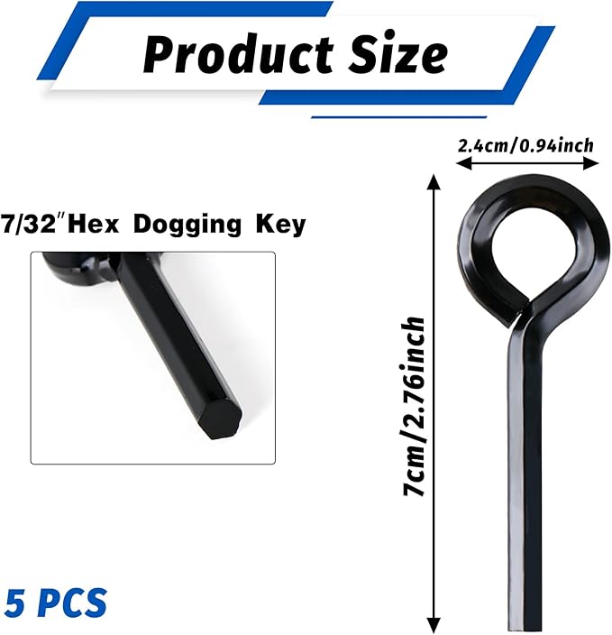 5 Pack Allen Wrench Door Key with Full Loop, 7/32-inch Black Hex Key Dogging Key for Push Bar Panic Exit Device, Standard Metal Allen Key Sets