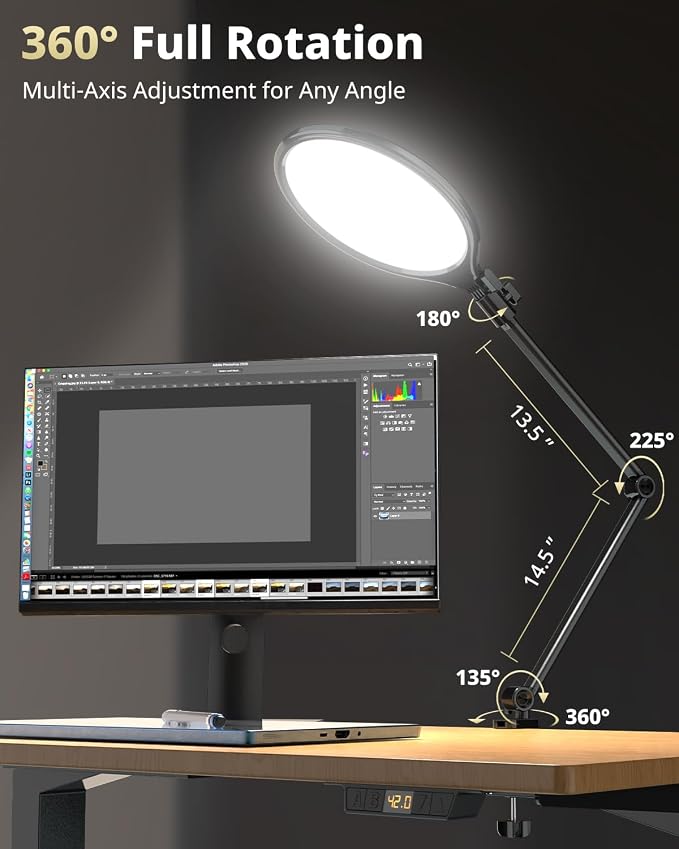 UBeesize 10" Key Light for Streaming, Desk Ring Light