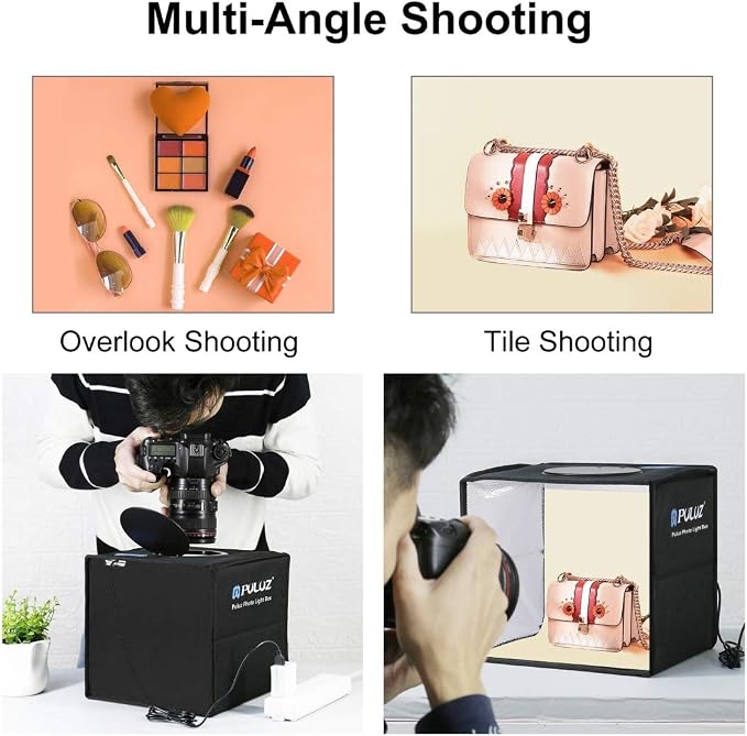 Foldable Photo Box Portable Studio Kit 12 Background Colors LED Dimmable