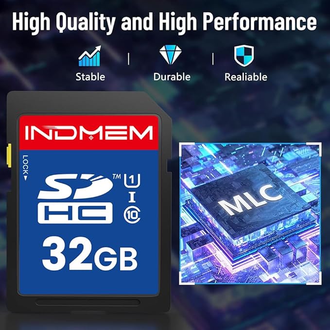 32GB SD Card, C10 SDHC UHS-I Memory Cards U1 Class 10 High-Speed Full 4K HD
