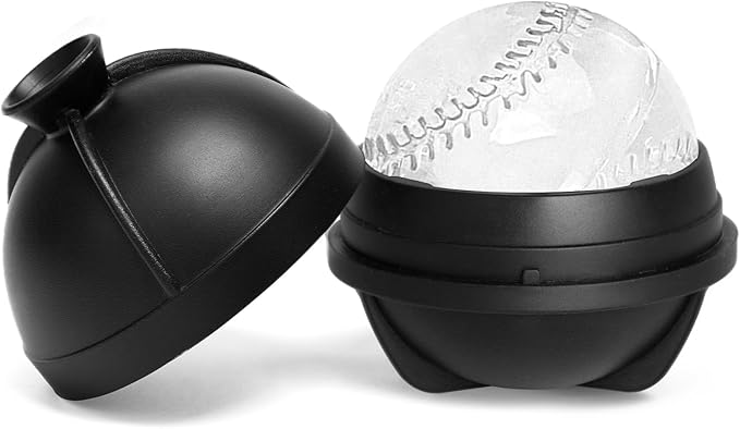 Baseball Ice Cube Mold 2.5 Inch Large Silicone 3D Baseball Ice Cube Molds Fun Shapes Novelty Baseball Cube Molds Christmas Gifts for Cocktails, Bourbon, Brandy, Whiskey (1, Baseball)