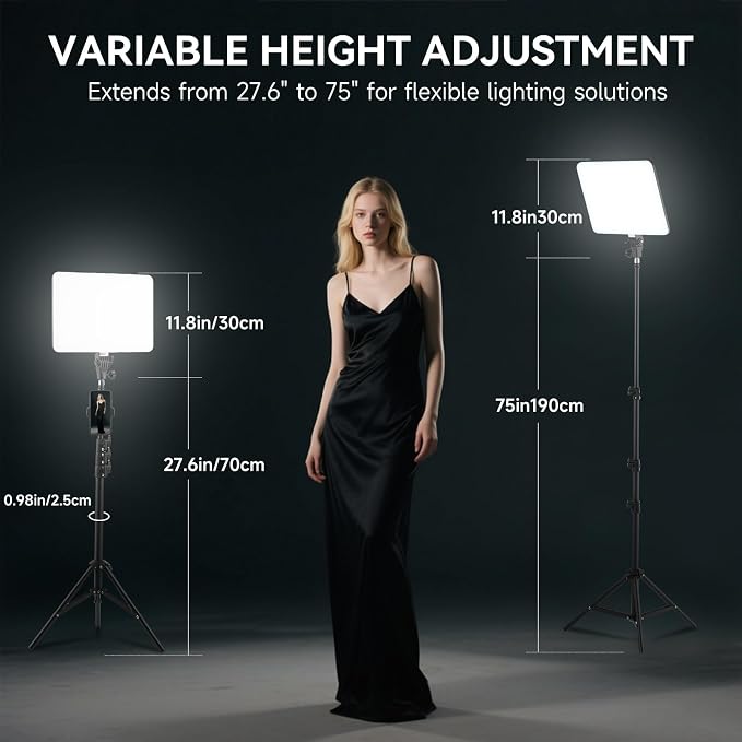 2-Pack LED Video Light Kit, 2700-6500k Dimmable Photography Lighting Kit