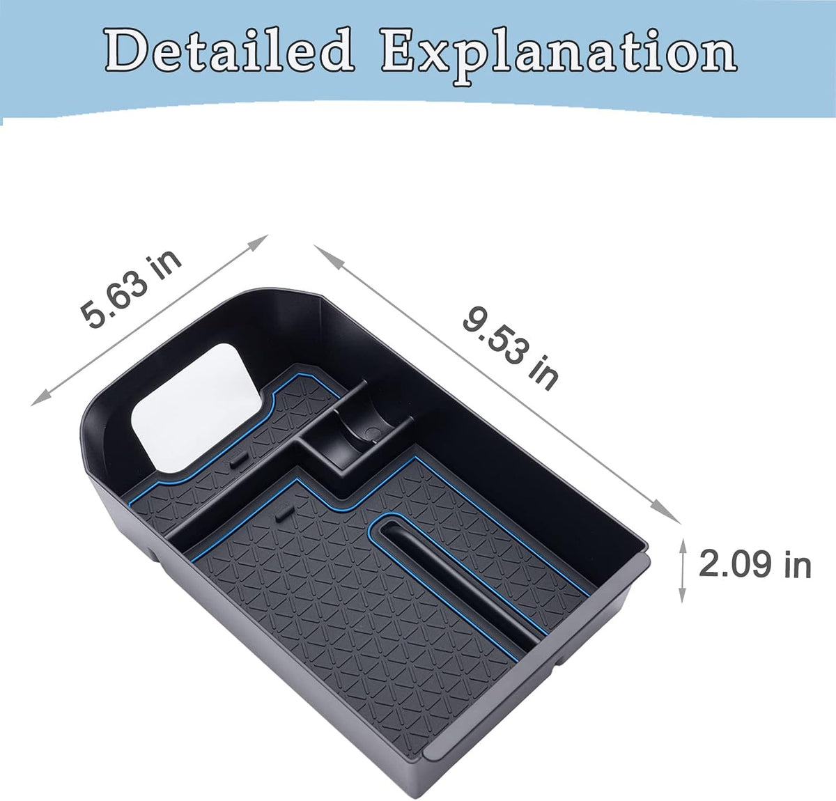 JDMCAR Center Console Tray Organizer for Toyota RAV4 2019-2025 Blue
