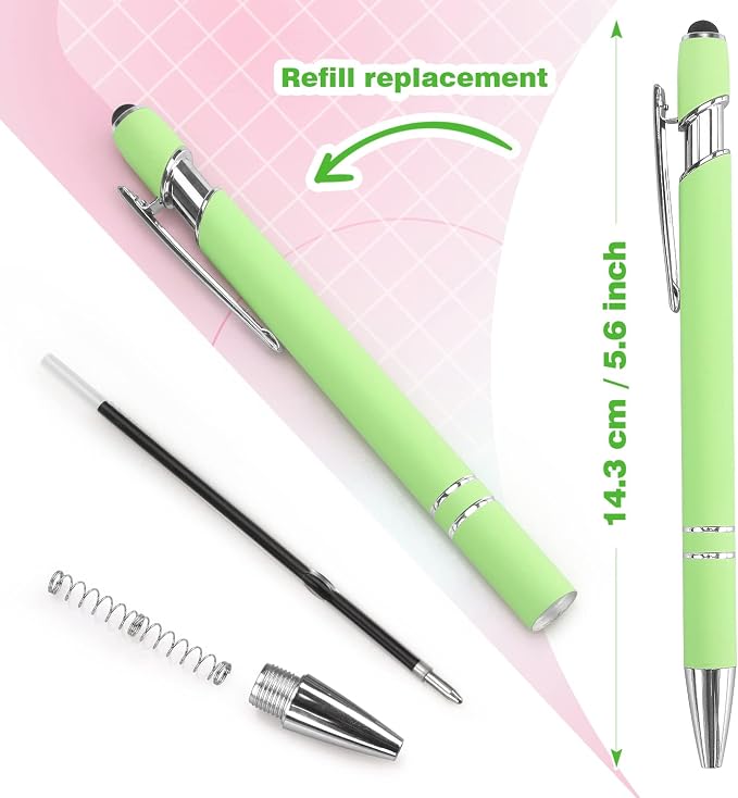 Bribobo 8 Pack Ballpoint Pen 2-in-1 Stylus Retractable Ballpoint Pen