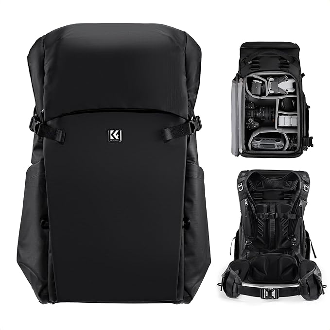 K&F Concept Camera Backpack, 30L Large Capacity Camera Bag, Waterproof DSLR