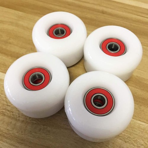 Jonscart Sport Skateboard Wheels Kit-4pcs 50mm X 35mm 83A White Soft Cruiser Wheels 8pcs High Speed Precision ABEC-9 Ball Bearings 4pcs Spacers