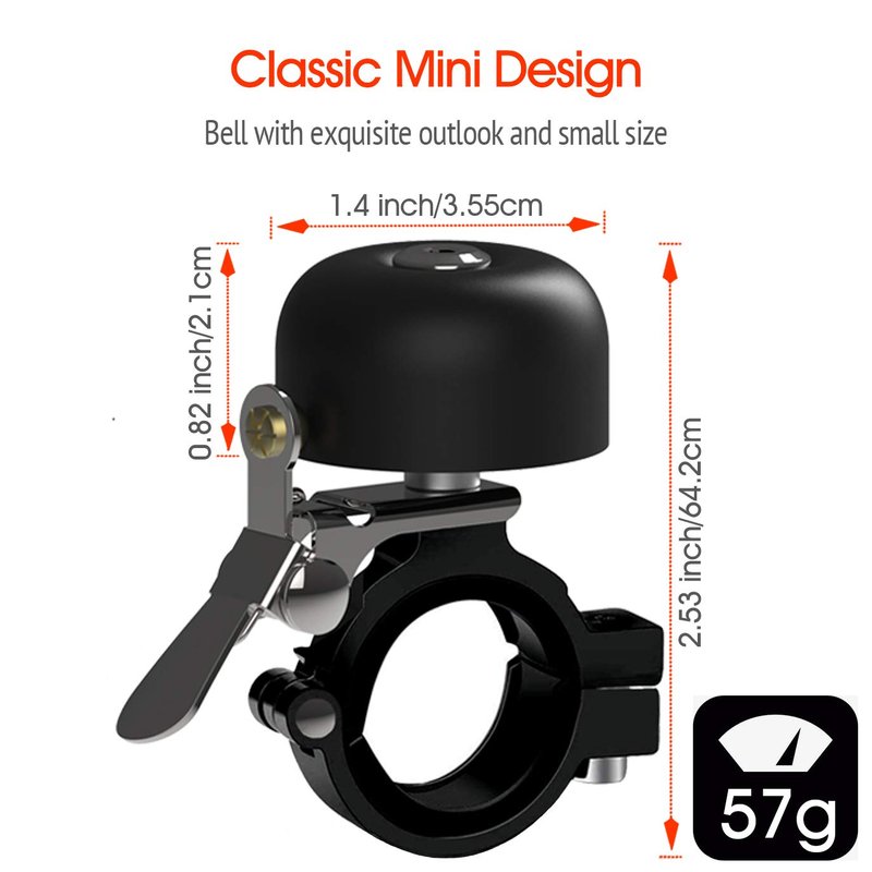 Vintage Brass Bike Bell – Loud & Clear 90dB Sound, Durable Metal Bicycle Bell for Adults & Kids, Fits 0.87'' - 1.25'' / 22.2-31.8mm Handlebars, Easy Install for Road & Mountain Bikes