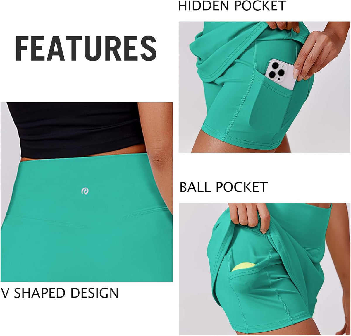 PINSPARK Women's High Waisted Tennis Skirt - Stretchy Athletic Golf Skort with 2 Pockets for Workout | Pickleball & Running