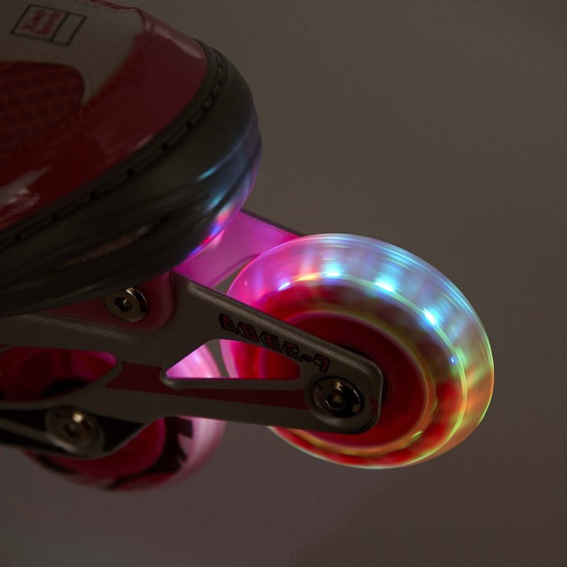Xino Sports Inline Skates Replacement Wheels - LED Illuminating Lights, Durable and Long-Lasting, ABEC-7 Bearings Included, Pack of 2, 70 mm (Fuchsia)