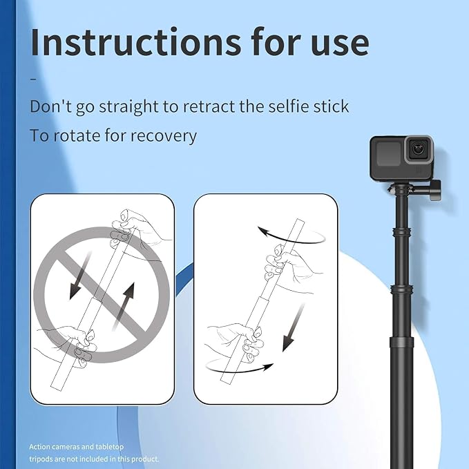Long Selfie Stick Pole, Extension Carbon Fiber Waterproof Dive Monopod