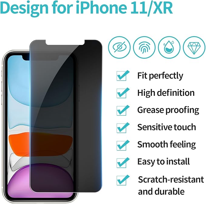 PEHAEL 3 Pack for iPhone 11/iPhone XR Privacy Screen Protector Anti-Spy