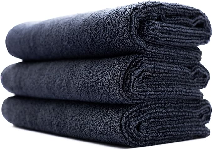 The Rag Company - Sport & Workout Towel - Gym, Exercise, Fitness, Spa, Ultra Soft, Super Absorbent, Fast Drying Premium Microfiber, 320gsm, 16in x 27in, Midnight (3-Pack)
