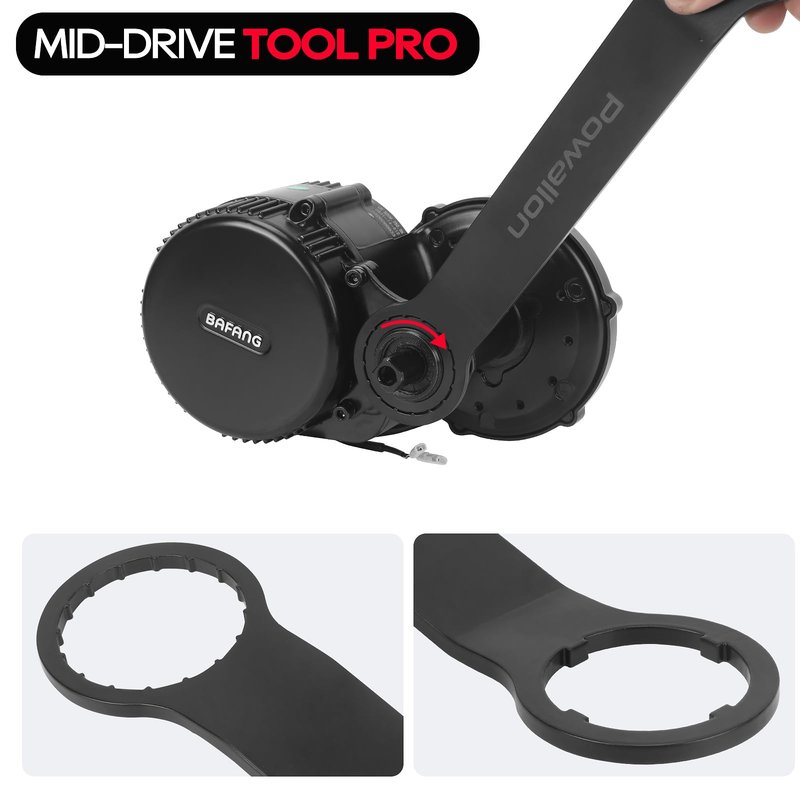 Powallon Bike Mid Drive Installation Wrench, Enhanced Removal Tool for BAFANG BBS01 BBS02 BBSHD|TONGSHENG TSDZ8 TSDZ2B Mid Motor, 1.77" Offset to Install/uninstall in One Go