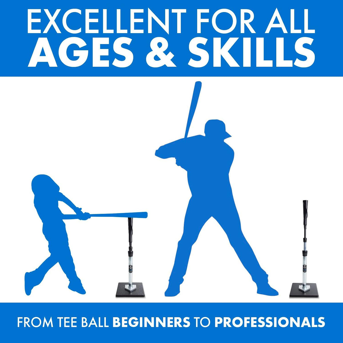 Tanner Tee - Adjustable Pro Batting Tee for Baseball & Softball | Steel Shaft, Rubber Top, 26"-43" Height