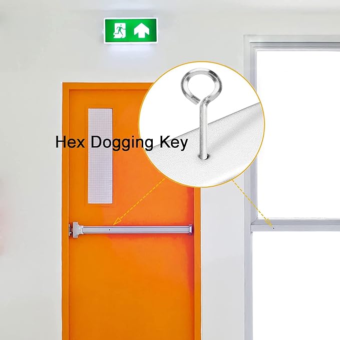 7/32” Standard Hex Dogging Key with Full Loop, Key-Ring Style Dogging Key Set 7/32 Allen Wrench Key for Push Bar Door Panic Bars, Security Door, Hex Socket，Solid Metal-10 Pack（Big, silver）