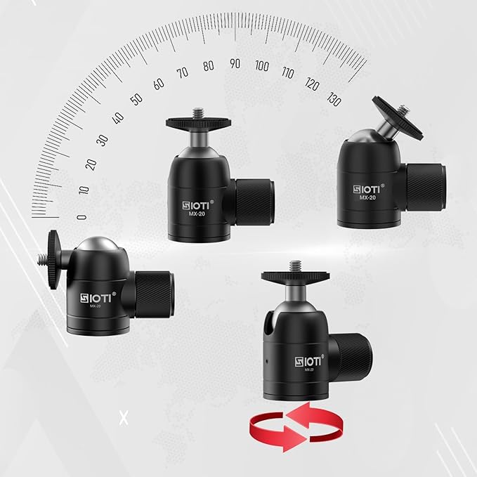 SIOTI Mini Tripod Ball Head, Swivel Mini Ball Head, Panoramic 360° Vertical Pan