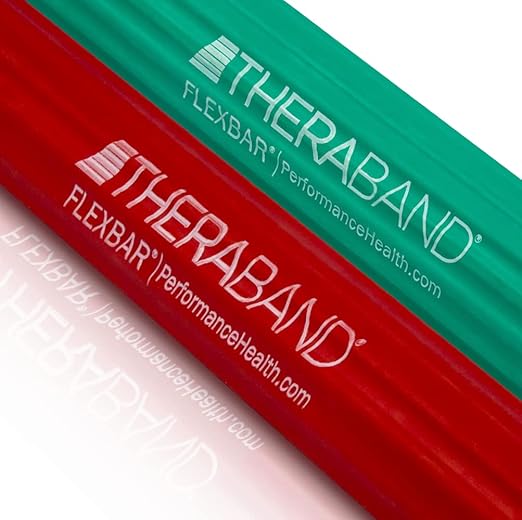 THERABAND FlexBar, 2 Pack, Red, Green, Therapy Twist Bar, Hand & Wrist Strength, Tennis & Golfer's Elbow, Tendonitis, Rehab Tool for Resistance Based Exercise, Grip Training and Pain Relief