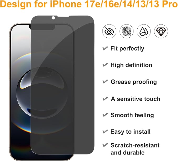 PEHAEL 3 Pack for iPhone 17e/iPhone 16e/iPhone 14/iPhone 13/iPhone 13 Pro