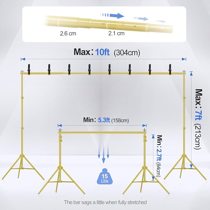 EMART Backdrop Stand 10x7ft Photo Studio Adjustable Background Stand Support kit