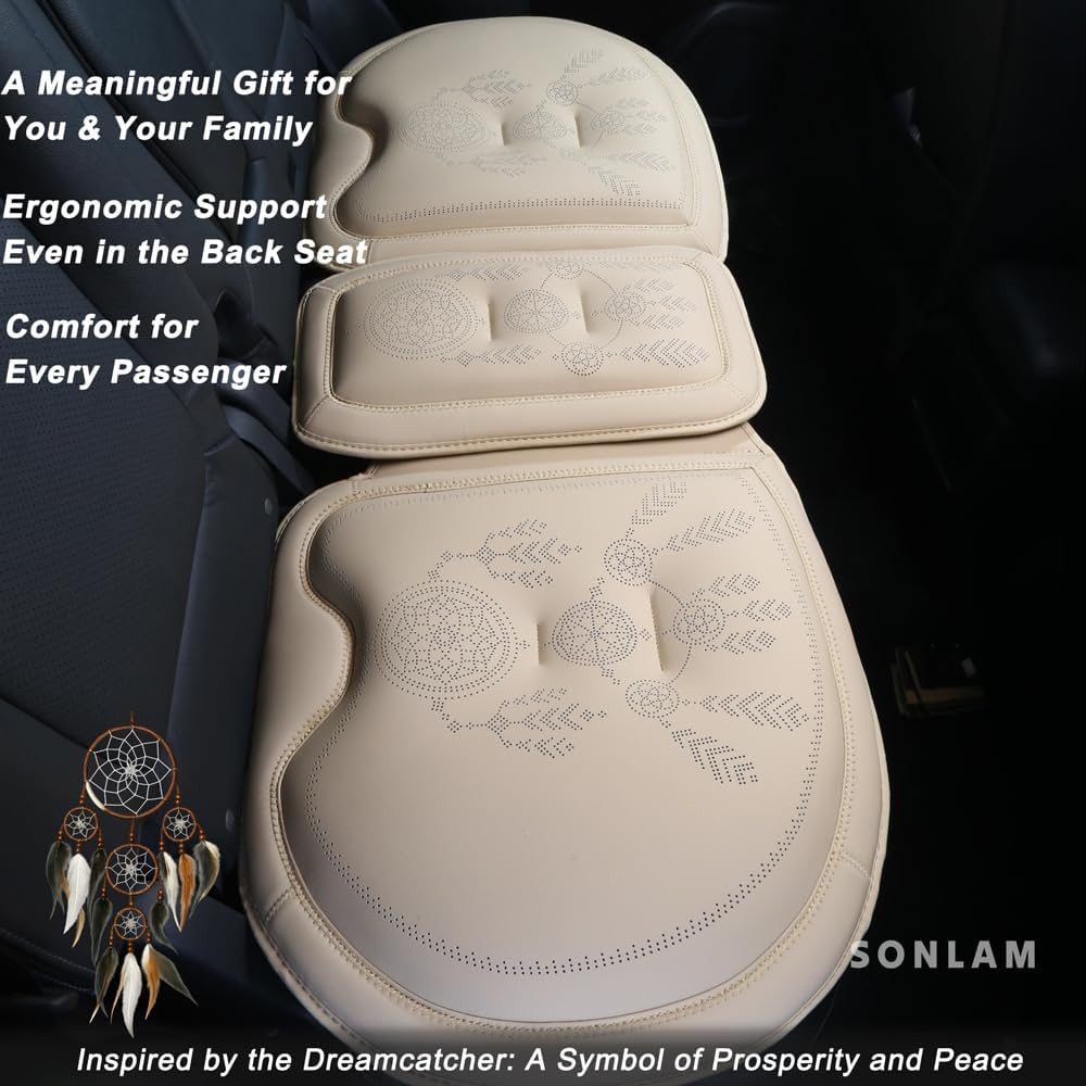 Comfort Dreamcatcher Car Seat Cushion Non-Slip - Relaxing, Optimal Support & Posture for Long Drive (Single Seat (Beige))