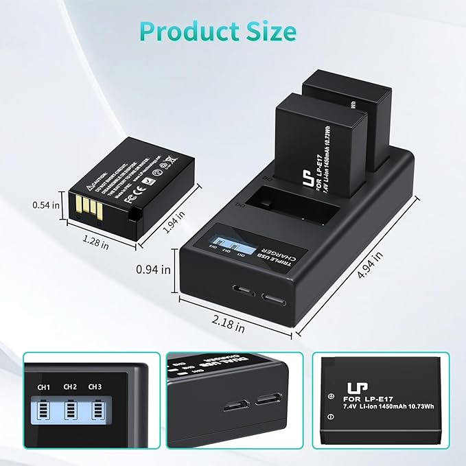 LP LP-E17 Battery and Charger Set, Rebel T8i, EOS M3, EOS 200D