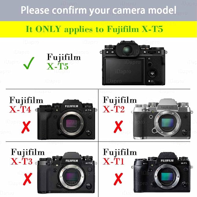 iDaPro Screen Protector for Fujifilm X-T5 Fuji XT5 + Hand Lanyard, Tempered