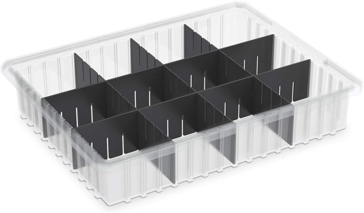 Akro-Mils 33224 Akro-Grid Plastic Slotted Dividable Modu Box Stackable Grid Storage Tote Container, (22-3/8-Inch L x 17-3/8-Inch W x 4-Inch H), (6 Pack), Blue