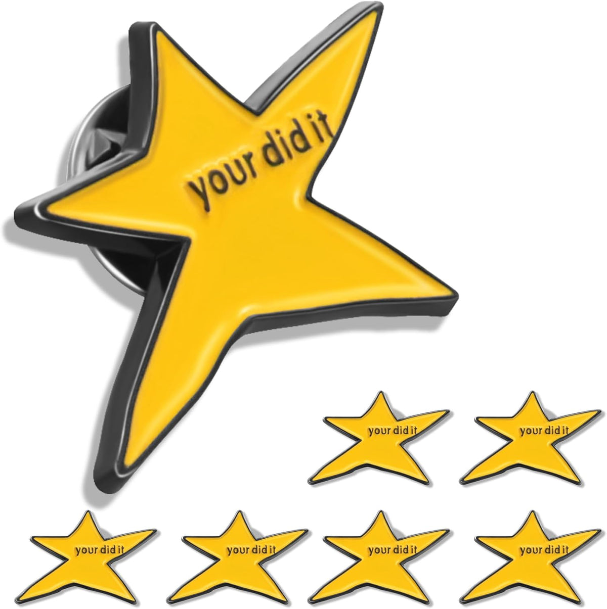 Yellow Star Enamel Lapel Pins by Your Did It - Inspirational Brooches for Graduation & Cute Desk Decor | 10/20/50/100 Pack
