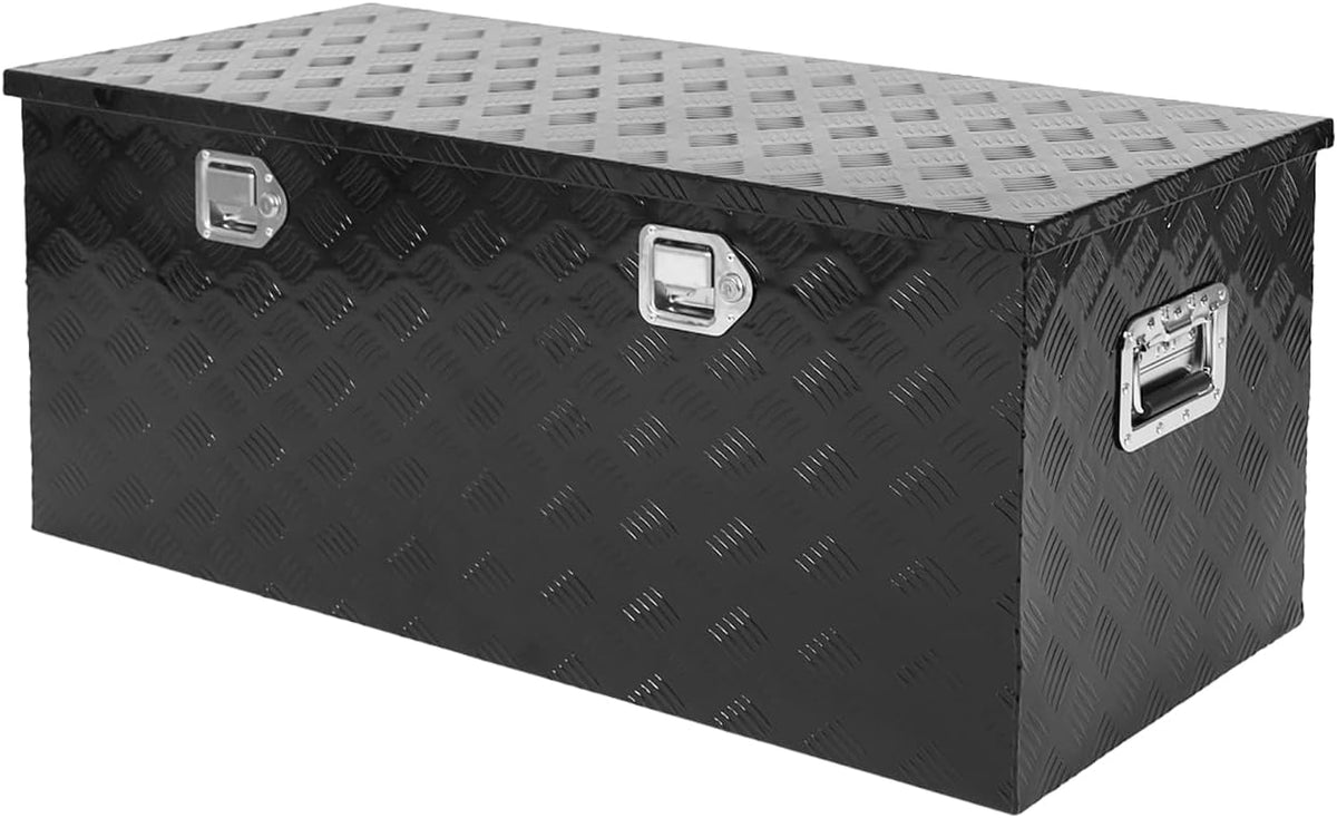 18"X17"X18" Silver Aluminum Pickup Truck Bed Trunk Storage Trailer Tongue Tool Box with Lock and Key 5 Bar Tread