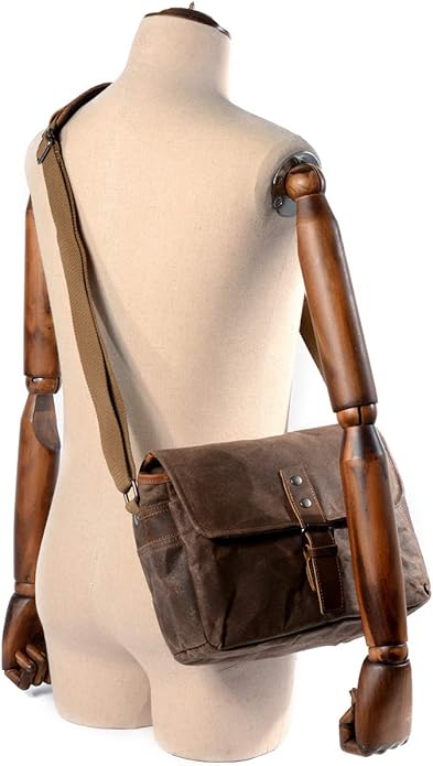 SLR Camera Bag, Waterproof Wax Canvas Bag Vintage Camera Case Messenger Bag