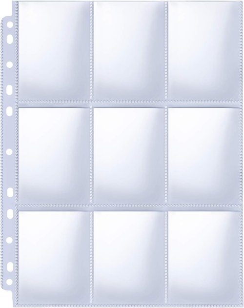 Herkka Trading Card Sleeve Pages - 100 Pack 9 Pocket Album Pages for 3 Ring Binders