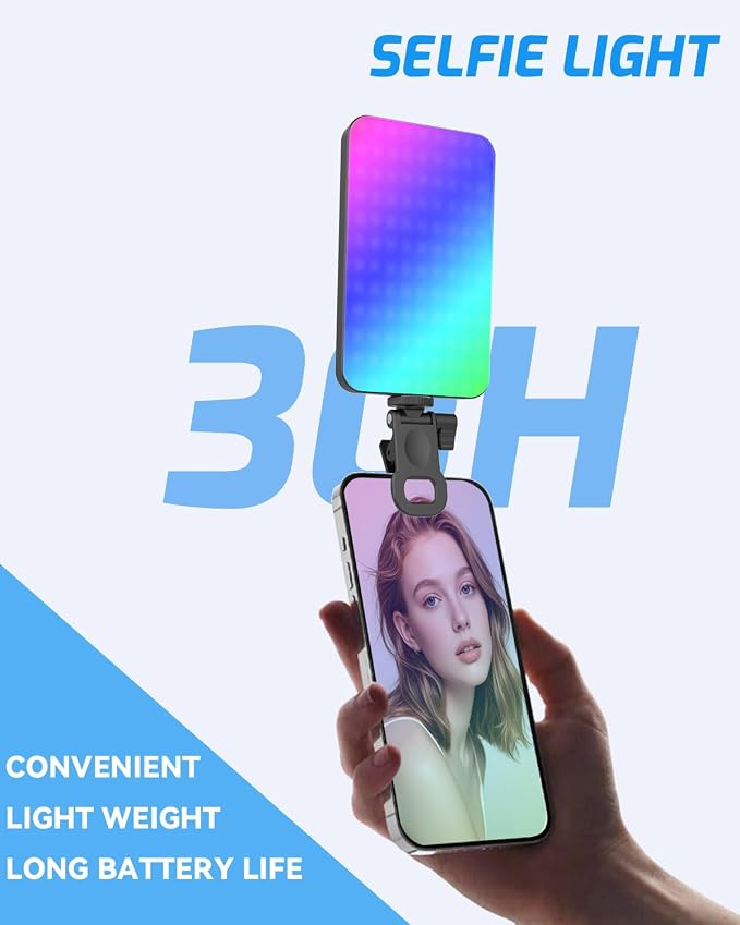 5000 mAh Portable Selfie Light for iPhone: RGB Rechargeable Phone Fill Lights