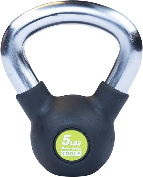 Body-Solid Tools Cast Iron Kettlebells - Rubber Coated, Non-Slip Handle | 5-80 lbs for Strength Training