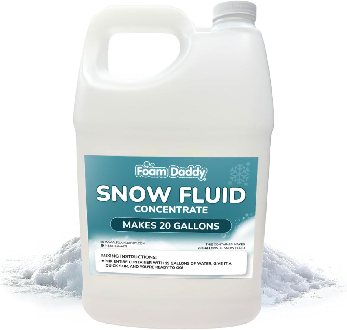 Snow Machine Liquid Concentrate – Produces 5 Gallons of Fluffy Realistic Snow – Works with All Snow Machines – Safe, Hypoallergenic, Unscented, Non-Staining Fluid by FoamDaddy – 32 oz