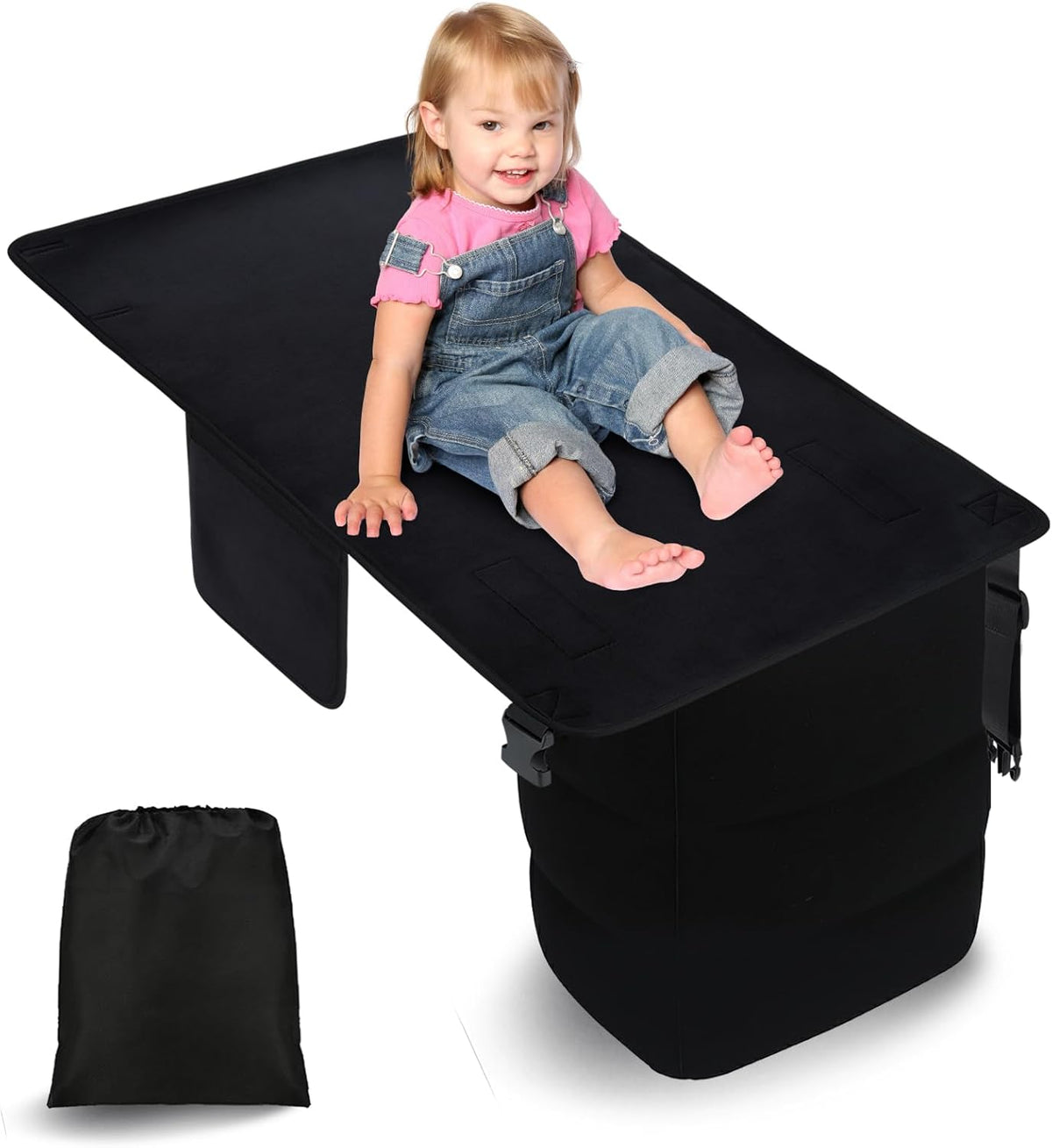 Toddler Airplane Bed | Kids Airplane seat Extender | Easy to Install for ariplane, Train, Cars | Kids Airplane Travel Essentials | Foot Rest Cushion (with Foot Pads)