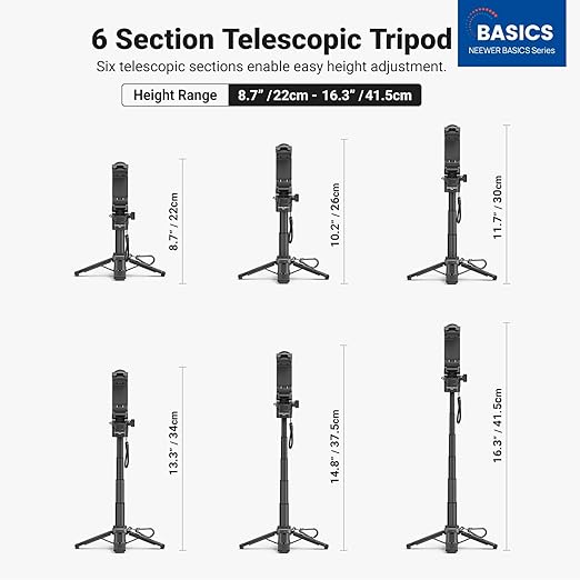 NEEWER Mini Tripod for Phone, Lightweight Foldable Small Selfie Stick Cell