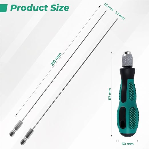 3D Printer Nozzle Cleaning Kit, 1.5mm & 1.7mm Extra-Long Stainless Steel Throat