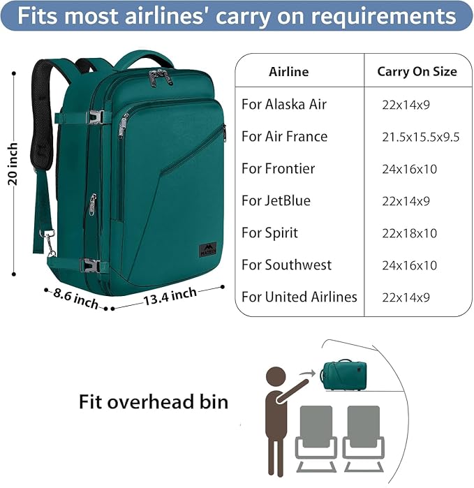 MATEIN Travel Backpack Large, Water Resistant Carry on Backpack