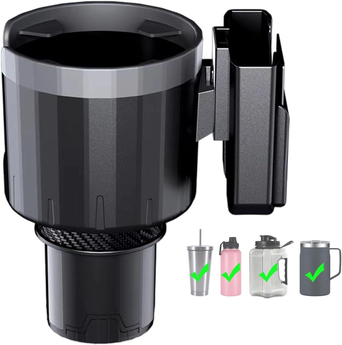 Car Cup Holder Expander with Phone Holder for GMC Acadia SLE SUV 2010-2025, Extra Wide Drink Caddy Adjustable Base for 105mm Bottles Handled Mugs,Without Phone Holder