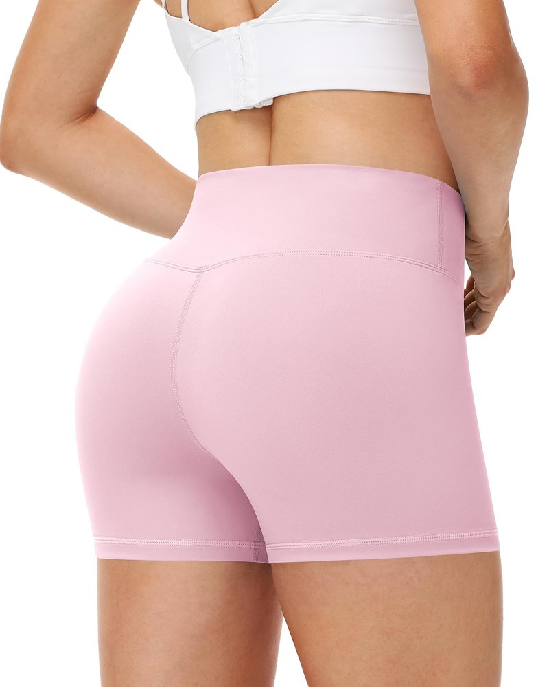 Runhit Spandex Biker Shorts Women Workout Gym Yoga Athletic Running Volleyball Booty Tummy Control High Waisted Soft Compression No See Through 3" M Light Pink