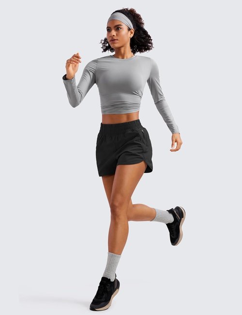 CRZ YOGA Dolphin Athletic Shorts - High Waisted Quick Dry for Women | Perfect for Running & Gym Workouts