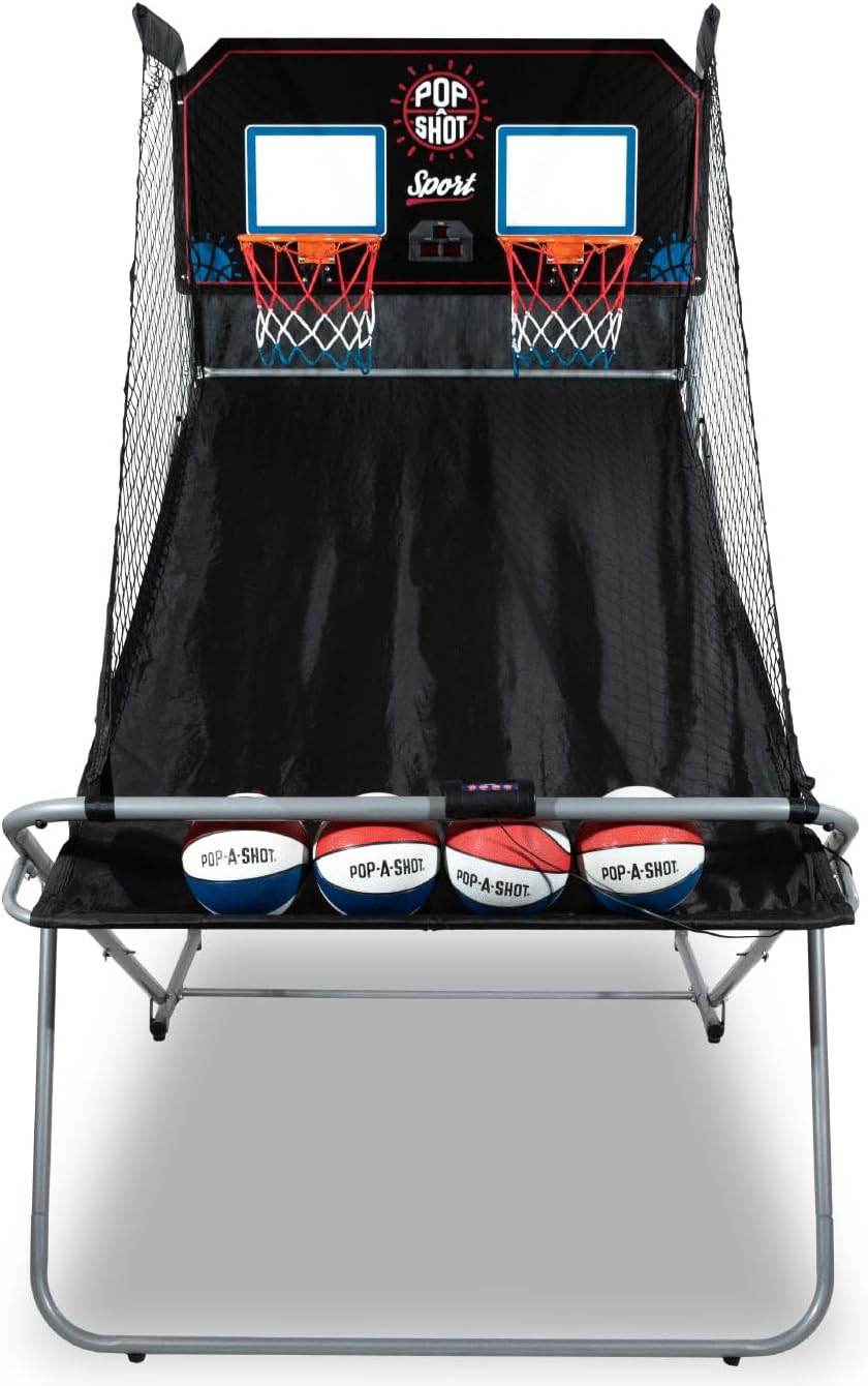 Pop-A-Shot - Dual Shot Arcade Basketball Game | 10 Game Modes & Paddle Scoring | Foldable Design for Easy Storage
