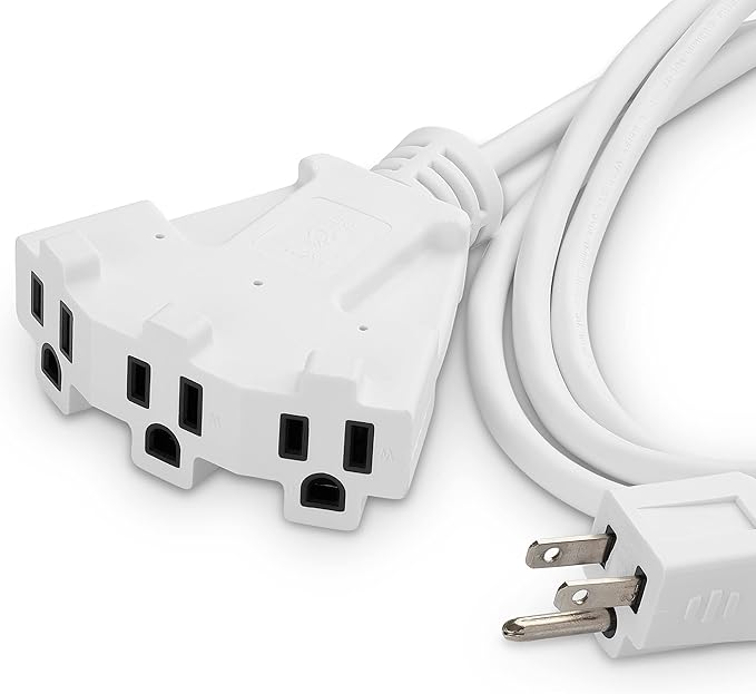 Holiday Lighting Outlet 6-Foot White Extension Cord, 3-Prong Indoor & Outdoor Splitter, Perfect for Landscape Lighting