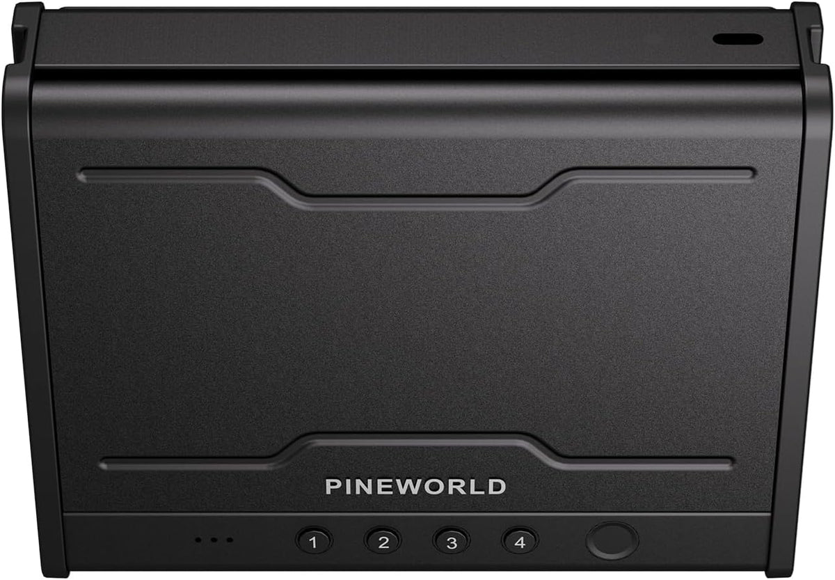 PINEWORLD Biometric Fingerprint Handgun Safe with Raised Backlit Keypad&Key | Interior Light & Emergency Power Supply& Voice Navigation & Mute Mode, With Cable For Home, Nightstand, Car,Travel. Nice Gift